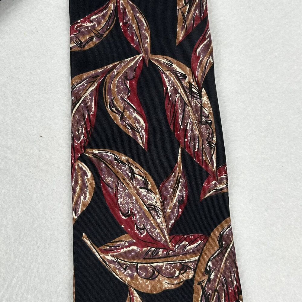 Christian Dior Monsieur Neck Tie‎ Black Acanthus Leaves 100% Silk Made in USA - Picture 6 of 7